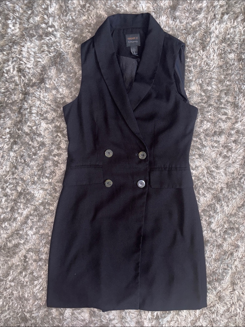Forever 21 Black Sleeveless Double-Breasted Mini Dress